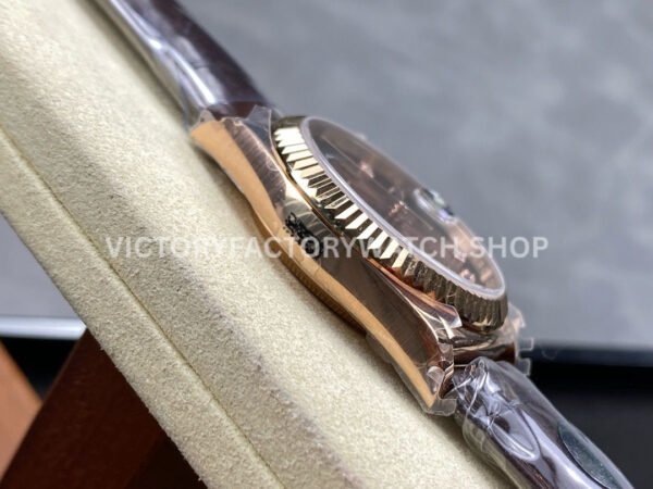 8+ Factory Counterweight Rolex Day-Date 36mm 128235-0037 Rose (7) 8+ Factory Counterweight Rolex Day-Date 36mm 128235-0037 Rose Gold Crocodile Leather Strap Diamond Mope&Baguette Diamond Brown Ombré Dial