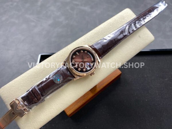 8+ Factory Counterweight Rolex Day-Date 36mm 128235-0037 Rose G (1) 8+ Factory Counterweight Rolex Day-Date 36mm 128235-0037 Rose Gold Crocodile Leather Strap Diamond Mope&Baguette Diamond Brown Ombré Dial