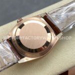 8+ Factory Counterweight Rolex Day-Date 36mm 128235-0075 Rose Gold Crocodile Leather Strap Roman Numerals Brown Ombré Dial