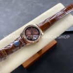 8+ Factory Counterweight Rolex Day-Date 36mm 128235-0075 Rose Gold Crocodile Leather Strap Roman Numerals Brown Ombré Dial