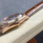 8+ Factory Counterweight Rolex Day-Date 36mm 128235-0075 Rose Gold Crocodile Leather Strap Roman Numerals Brown Ombré Dial