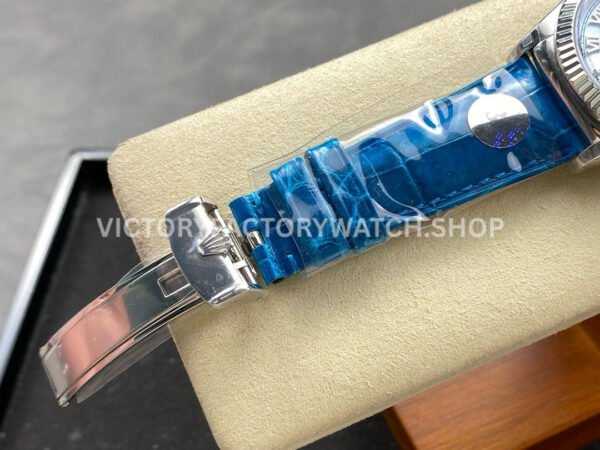 8+ Factory Counterweight Rolex Day-Date 36mm 128236-0008 White Gold Crocodile (4) 8+ Factory Counterweight Rolex Day-Date 36mm 128236-0008 Platinum Crocodile Leather Strap Roman Numerals Ice Blue Dial