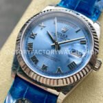8+ Factory Counterweight Rolex Day-Date 36mm 128236-0008 White Gold Crocodile (7) 8+ Factory Counterweight Rolex Day-Date 36mm 128236-0008 Platinum Crocodile Leather Strap Roman Numerals Ice Blue Dial