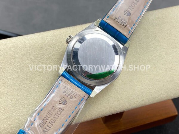 8+ Factory Counterweight Rolex Day-Date 36mm 128236-0008 White Gold Crocodile (9) 8+ Factory Counterweight Rolex Day-Date 36mm 128236-0008 Platinum Crocodile Leather Strap Roman Numerals Ice Blue Dial