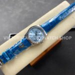 8+ Factory Counterweight Rolex Day-Date 36mm 128236-0009 White Gold Crocodil 8+ Factory Counterweight Rolex Day-Date 36mm 128236-0009 Platinum Crocodile Leather Strap Baguette Diamond Ice Blue Dial