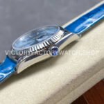 8+ Factory Counterweight Rolex Day-Date 36mm 128236-0009 White Gold Crocodile (1) 8+ Factory Counterweight Rolex Day-Date 36mm 128236-0009 Platinum Crocodile Leather Strap Baguette Diamond Ice Blue Dial