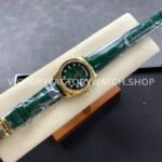 8+ Factory Counterweight Rolex Day-Date 36mm 128238-0069 Yellow Gold Crocodile Leather Strap Diamond Mope Baguette Diamond Green Ombré Dial