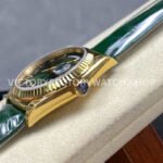 8+ Factory Counterweight Rolex Day-Date 36mm 128238-0118 Yellow Gold Crocodile Leather Strap Roman Numerals Green Ombré Dial