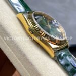 8+ Factory Counterweight Rolex Day-Date 36mm 128238-0118 Yellow Gold Crocodile Leather Strap Roman Numerals Green Ombré Dial