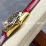 8+ Factory Counterweight Rolex Day-Date 36mm 128238 Yellow Gold Crocodile Leather Strap Diamond Mope Baguette Diamond Red Ombré Dial