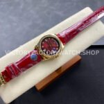 8+ Factory Counterweight Rolex Day-Date 36mm 128238 Yellow Gold Crocodile Leather Strap Diamond Mope Baguette Diamond Red Ombré Dial