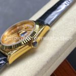 8+ Factory Counterweight Rolex Day-Date 36mm 128238 Yellow Gold Crocodile Leather Strap Baguette Diamond Champagne Dial
