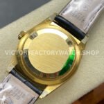 8+ Factory Counterweight Rolex Day-Date 36mm 128238 Yellow Gold Crocodile Leather Strap Baguette Diamond Champagne Dial