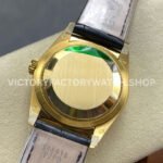 8+ Factory Counterweight Rolex Day-Date 36mm 128238 Yellow Gold Crocodile Leather Strap Baguette Diamond Black Dial