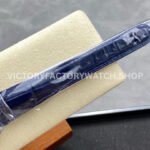 8+ Factory Counterweight Rolex Day-Date 36mm 128239-0023 White Gold Crocodile Leather Strap Diamond Mope Baguette Diamond Blue Ombré Dial