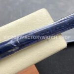 8+ Factory Counterweight Rolex Day-Date 36mm 128239-0069 White Gold Crocodile Leather Strap Baguette Diamond Blue Dial
