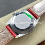8+ Factory Counterweight Rolex Day-Date 36mm 128239-0071 White Gold Crocodile Leather Strap Baguette Diamond Pink Dial