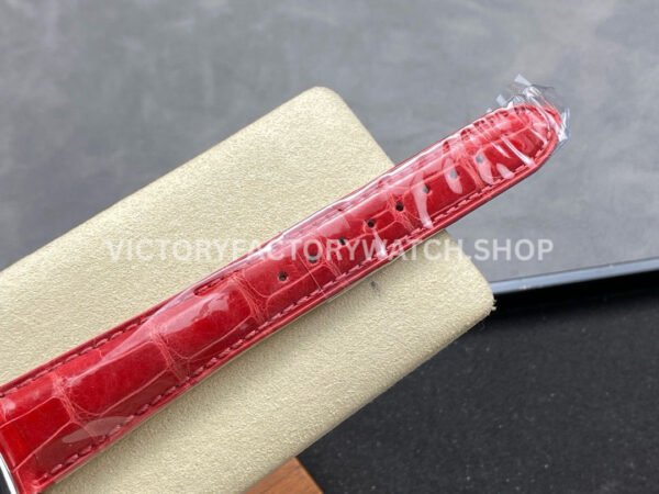 8+ Factory Counterweight Rolex Day-Date 36mm 128239-0071 White Gold Crocodile Leather Strap Baguette Diamond Pink Dial