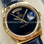 8+ Factory Counterweight Rolex Day-Date 36mm 18038 Yellow Gold Crocodile Leather Strap Black Dial (2) 8+ Factory Counterweight Rolex Day-Date 36mm 18038 Yellow Gold Crocodile Leather Strap Black Dial