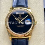 8+ Factory Counterweight Rolex Day-Date 36mm 18038 Yellow Gold Crocodile Leather Strap Black Dial (3) Rolex Day Date 18038 classic black dial gold 36mm replica
