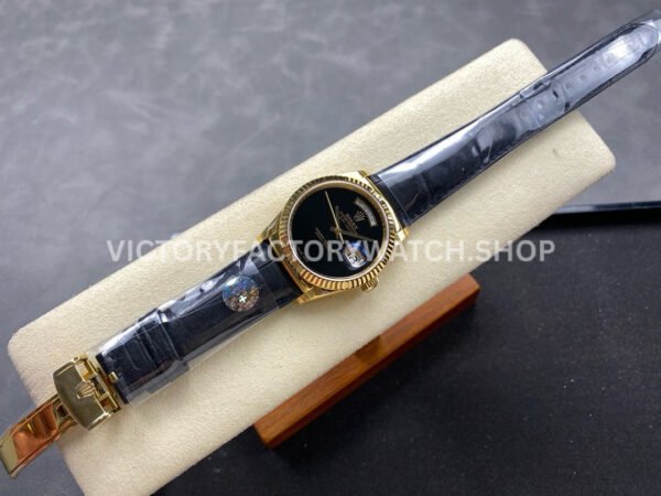 8+ Factory Counterweight Rolex Day-Date 36mm 18038 Yellow Gold Crocodile Leather Strap Black Dial (5) 8+ Factory Counterweight Rolex Day-Date 36mm 18038 Yellow Gold Crocodile Leather Strap Black Dial