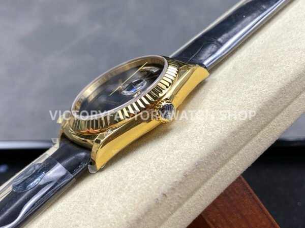 8+ Factory Counterweight Rolex Day-Date 36mm 18038 Yellow Gold Crocodile Leather Strap Black Dial (8) 8+ Factory Counterweight Rolex Day-Date 36mm 18038 Yellow Gold Crocodile Leather Strap Black Dial