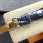 8+ Factory Counterweight Rolex Day-Date 36mm 128238 Yellow Gold Crocodile Leather Strap Baguette Diamond Black Dial