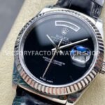 8+ Factory Counterweight Rolex Day-Date 36mm 18206 White Gold Crocodile Leather Strap Black Dial (1) 8+ Factory Counterweight Rolex Day-Date 36mm 18309 White Gold Crocodile Leather Strap Black Dial