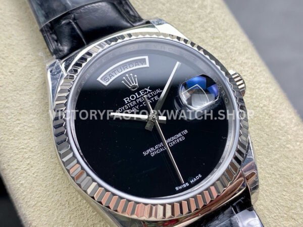 8+ Factory Counterweight Rolex Day-Date 36mm 18206 White Gold Crocodile Leather Strap Black Dial (5) 8+ Factory Counterweight Rolex Day-Date 36mm 18309 White Gold Crocodile Leather Strap Black Dial