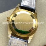 8+ Factory Counterweight Rolex Day-Date 36mm 18238 Yellow Gold Crocodile Leather Strap Diamond Mope Black Dial