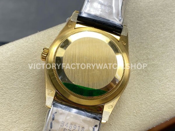 8+ Factory Counterweight Rolex Day-Date 36mm 18238 Yellow Gold Crocodile Leather Strap Diamond Mope Black Dial
