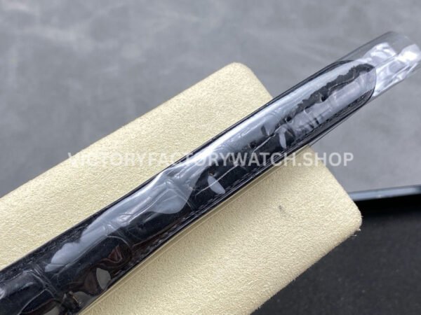 8+ Factory Counterweight Rolex Day-Date 36mm 18238 Yellow Gold Crocodile Leather Strap Diamond Mope Black Dial