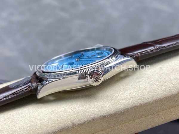 8+ Factory Rolex 1908 52506-0002 39mm Platinum Leather Strap Arabic Numerals Ice Blue Dial