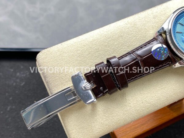 8+ Factory Rolex 1908 52506-0002 39mm Platinum Leather Strap Arabic Numerals Ice Blue Dial