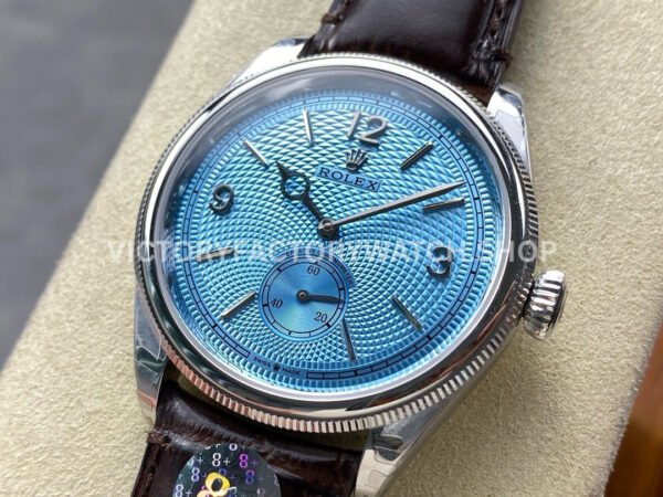 8+ Factory Rolex 1908 52506-0002 39mm Platinum Leather Strap Arabic Numerals Ice Blue Dial
