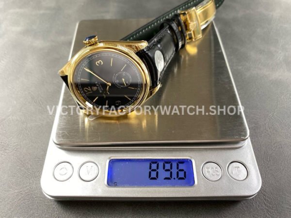 8+ Factory Rolex 1908 52508-0002 39mm Yellow Gold Leather Strap Arabic Numerals Black Dial