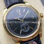 8+ Factory Rolex 1908 52508-0002 39mm Yellow Gold Leather Strap Arabic Numerals Black Dial