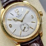 8+ Factory Rolex 1908 52508-0006 39mm Yellow Gold Leather Strap Arabic Numerals White Dial
