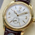 8+ Factory Rolex 1908 52508-0006 39mm Yellow Gold Leather Strap Arabic Numerals White Dial