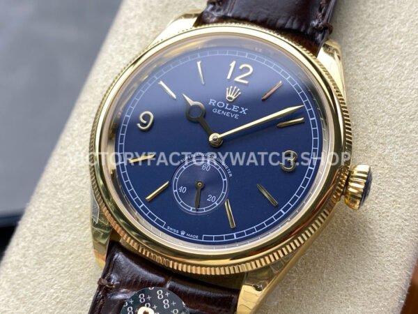 8+ Factory Rolex 1908 52508 39mm Yellow Gold Leather Strap Arabic Numerals Blue Dial (3) 8+ Factory Rolex 1908 52508 39mm Yellow Gold Leather Strap Arabic Numerals Blue Dial