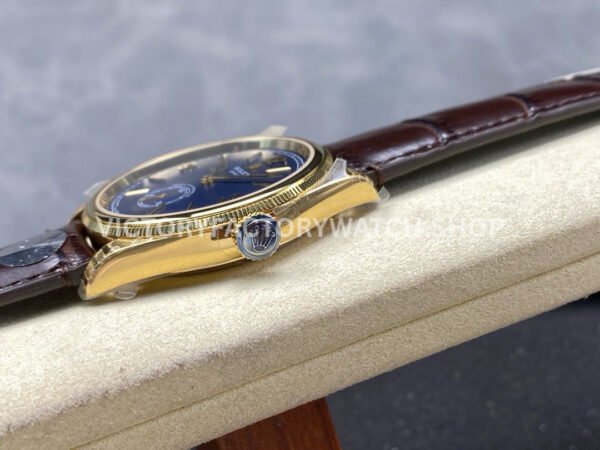 8+ Factory Rolex 1908 52508 39mm Yellow Gold Leather Strap Arabic Numerals Blue Dial (5) 8+ Factory Rolex 1908 52508 39mm Yellow Gold Leather Strap Arabic Numerals Blue Dial