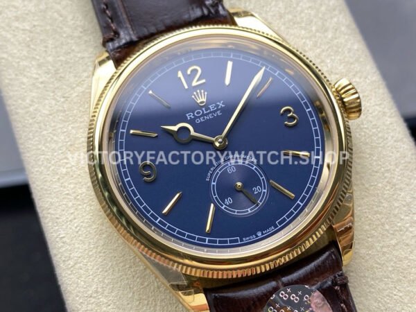 8+ Factory Rolex 1908 52508 39mm Yellow Gold Leather Strap Arabic Numerals Blue Dial (8) 8+ Factory Rolex 1908 52508 39mm Yellow Gold Leather Strap Arabic Numerals Blue Dial