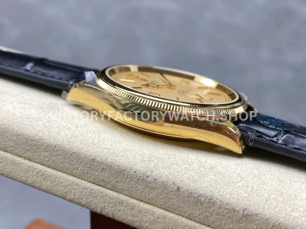 8+ Factory Rolex 1908 52508 39mm Yellow Gold Leather Strap Arabic Numerals Champagne Dial