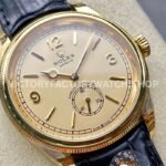 8+ Factory Rolex 1908 52508 39mm Yellow Gold Leather Strap Arabic Numerals Champagne Dial
