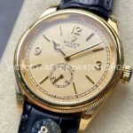 8+ Factory Rolex 1908 52508 39mm Yellow Gold Leather Strap Arabic Numerals Champagne Dial