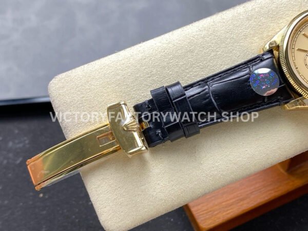 8+ Factory Rolex 1908 52508 39mm Yellow Gold Leather Strap Arabic Numerals Champagne Dial