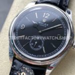 8+ Factory Rolex 1908 52509-0002 39mm White Gold Leather Strap Arabic Numerals Black Dial