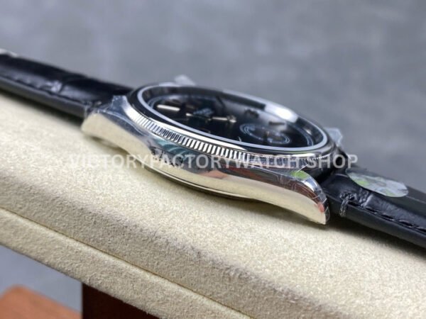 8+ Factory Rolex 1908 52509-0002 39mm White Gold Leather Strap Arabic Numerals Black Dial