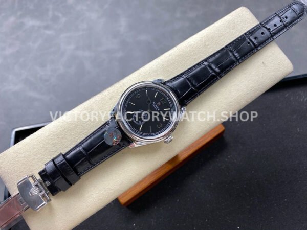 8+ Factory Rolex 1908 52509-0002 39mm White Gold Leather Strap Arabic Numerals Black Dial