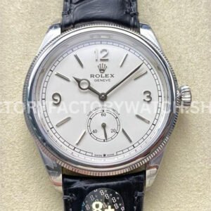 8+ Factory Rolex 1908 52509-0006 39mm White Gold Leather Strap Arabic Numerals White Dial